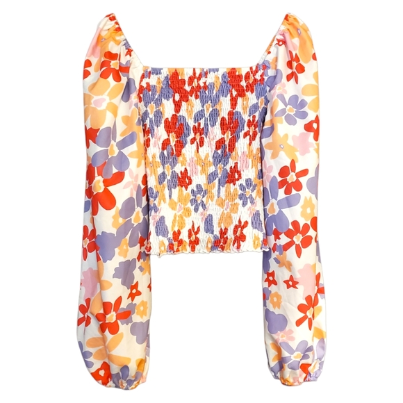 Shein Curvy Floral Smocked Crop Top NWOT - Picture 3 of 16